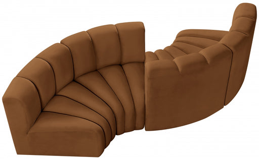 Meridian Furniture - Arc Velvet 4 Piece Sectional in Saddle - 103Saddle-S4F - GreatFurnitureDeal