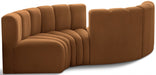 Meridian Furniture - Arc Velvet 4 Piece Sectional in Saddle - 103Saddle-S4F - GreatFurnitureDeal