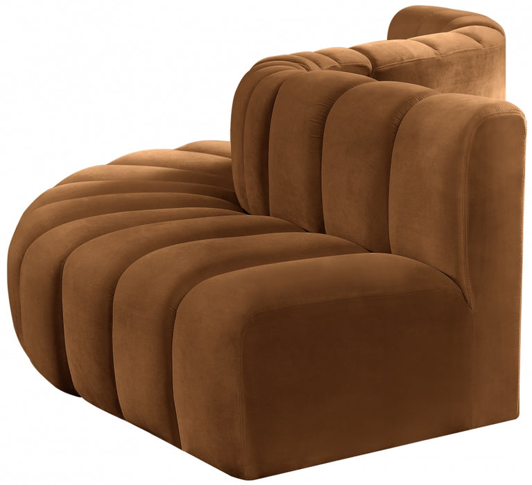 Meridian Furniture - Arc Velvet 5 Piece Sectional in Saddle - 103Saddle-S5B - GreatFurnitureDeal