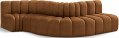 Meridian Furniture - Arc Velvet 5 Piece Sectional in Saddle - 103Saddle-S5B - GreatFurnitureDeal