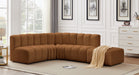 Meridian Furniture - Arc Velvet 5 Piece Sectional in Saddle - 103Saddle-S5C - GreatFurnitureDeal