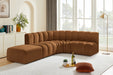 Meridian Furniture - Arc Velvet 5 Piece Sectional in Saddle - 103Saddle-S5C - GreatFurnitureDeal