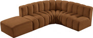 Meridian Furniture - Arc Velvet 5 Piece Sectional in Saddle - 103Saddle-S5C - GreatFurnitureDeal