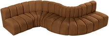 Meridian Furniture - Arc Velvet 6 Piece Sectional in Saddle - 103Saddle-S6A - GreatFurnitureDeal