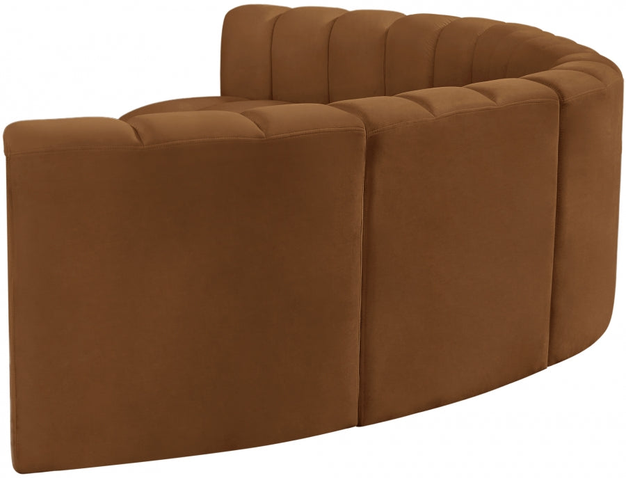 Meridian Furniture - Arc Velvet 6 Piece Sectional in Saddle - 103Saddle-S6B - GreatFurnitureDeal