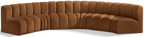 Meridian Furniture - Arc Velvet 6 Piece Sectional in Saddle - 103Saddle-S6B - GreatFurnitureDeal