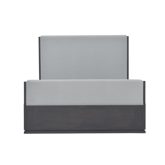 Bramble - Benjamin Upholstered Queen Bed in Black Wash, Smoke - US-WS-28567BLWSF214----