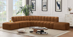 Meridian Furniture - Arc Velvet 7 Piece Sectional in Saddle - 103Saddle-S7A - GreatFurnitureDeal