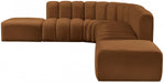 Meridian Furniture - Arc Velvet 7 Piece Sectional in Saddle - 103Saddle-S7A - GreatFurnitureDeal