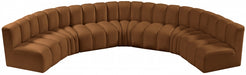 Meridian Furniture - Arc Velvet 7 Piece Sectional in Saddle - 103Saddle-S7B - GreatFurnitureDeal