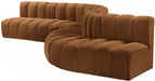 Meridian Furniture - Arc Velvet 7 Piece Sectional in Saddle - 103Saddle-S7C - GreatFurnitureDeal