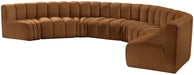 Meridian Furniture - Arc Velvet 8 Piece Sectional in Saddle - 103Saddle-S8B - GreatFurnitureDeal