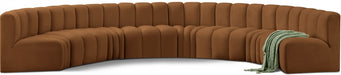 Meridian Furniture - Arc Velvet 8 Piece Sectional in Saddle - 103Saddle-S8B - GreatFurnitureDeal