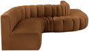 Meridian Furniture - Arc Velvet 8 Piece Sectional in Saddle - 103Saddle-S8C - GreatFurnitureDeal