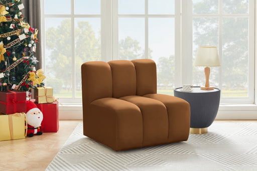 Meridian Furniture - Arc Velvet Modular Chair in Saddle - 103Saddle-ST - GreatFurnitureDeal