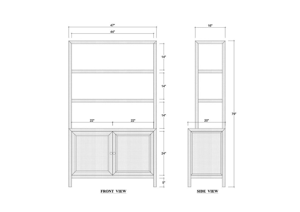 Bramble - Kagu Open Hutch w/ Raffia - BR-28586 - GreatFurnitureDeal