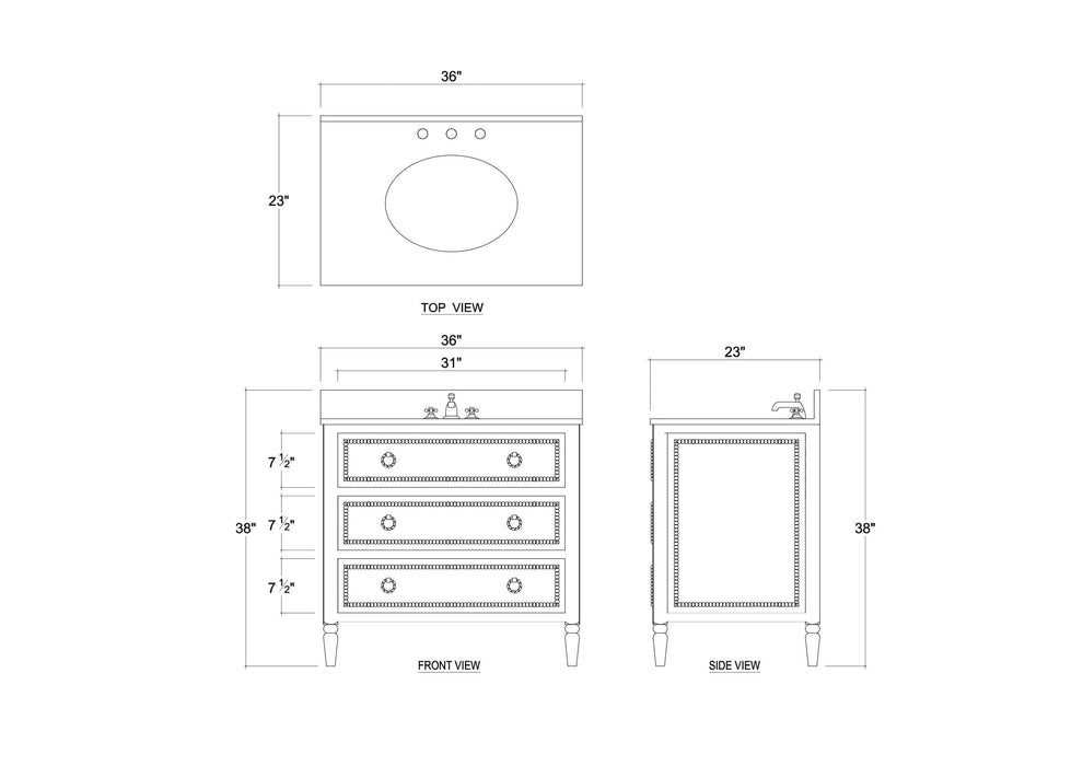 Bramble - Cholet Single Vanity w/ Sink & Marble Top - BR-28592 - GreatFurnitureDeal