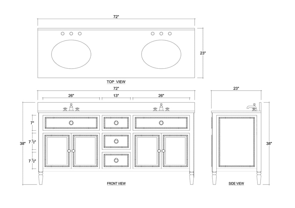 Bramble - Cholet Double Vanity w/ Sink & Marble Top - BR-28593 - GreatFurnitureDeal