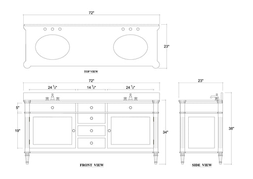 Bramble - Kelly Double Vanity w/ Sink & Marble Top - BR-28595 - GreatFurnitureDeal