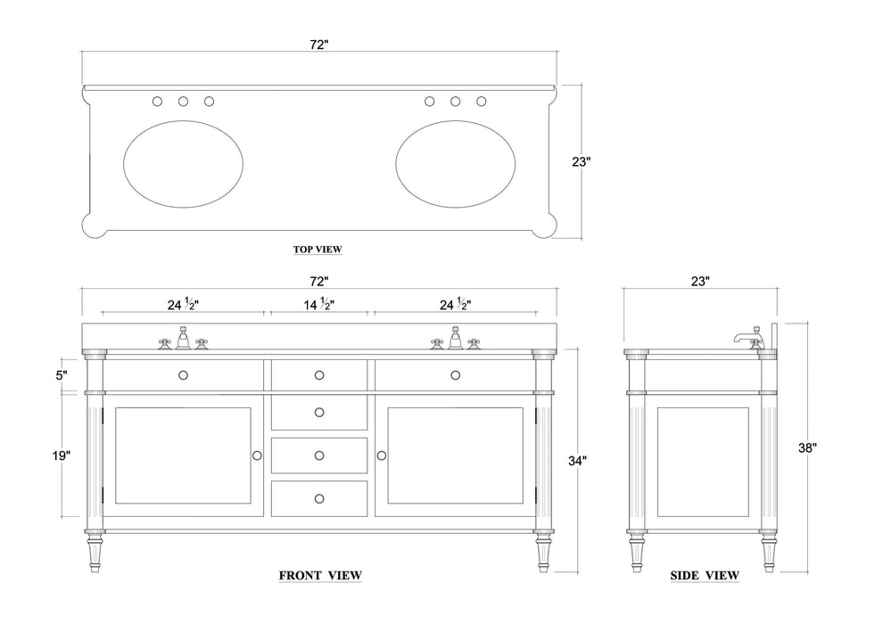 Bramble - Kelly Double Vanity w/ Sink & Marble Top - BR-28595 - GreatFurnitureDeal