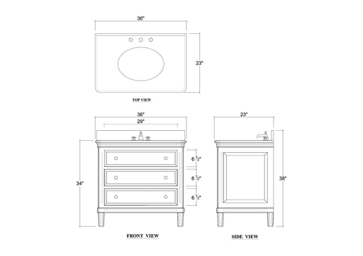 Bramble - Hayward Single Vanity w/ Sink & Marble Top - BR-28596 - GreatFurnitureDeal