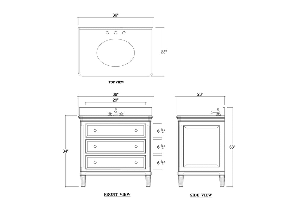 Bramble - Hayward Single Vanity w/ Sink & Marble Top - BR-28596 - GreatFurnitureDeal