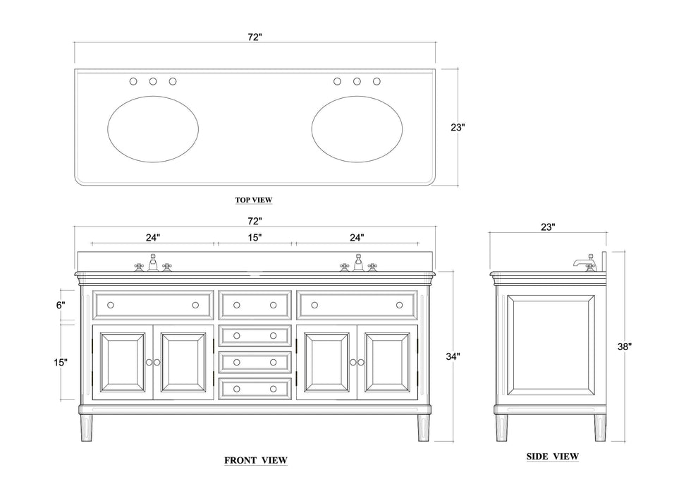 Bramble - Hayward Double Vanity w/ Sink & Marble Top - BR-28597 - GreatFurnitureDeal