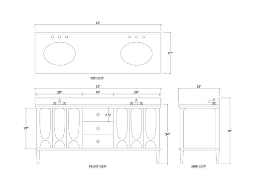 Bramble - Eclipse Double Vanity w/ Sink & Marble Top - BR-28602 - GreatFurnitureDeal