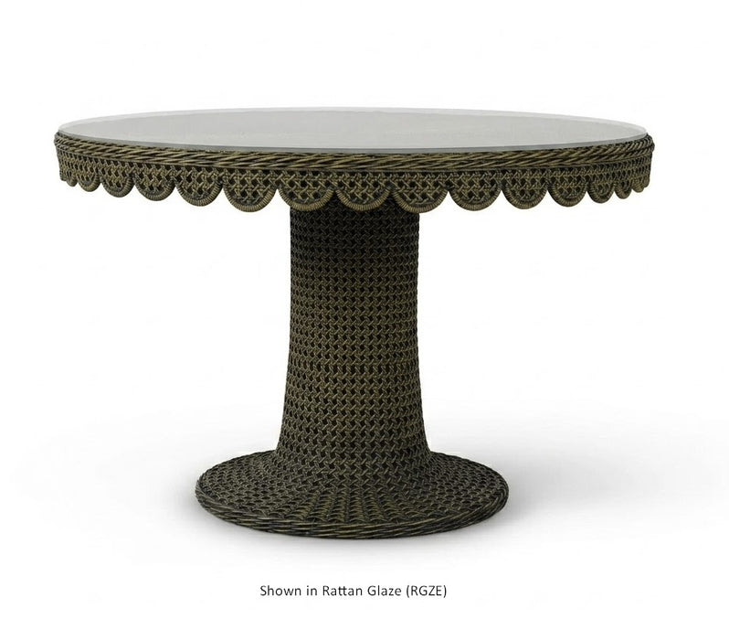 Bramble - Scalloped Round Rattan Dining Table 48'' w/ Tempered Glass - BR-28640 - GreatFurnitureDeal