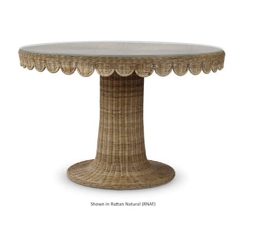 Bramble - Scalloped Round Rattan Dining Table 48'' w/ Tempered Glass - BR-28640 - GreatFurnitureDeal