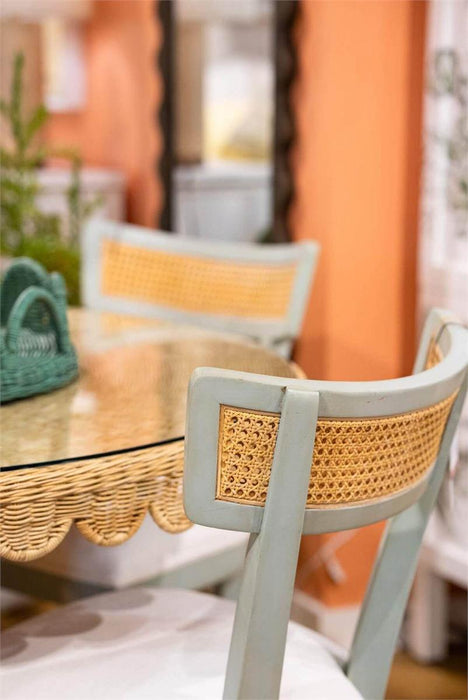Bramble - Scalloped Round Bistro Table w/ Tempered Glass in Rattan Natural - 28641RNAT----- - GreatFurnitureDeal