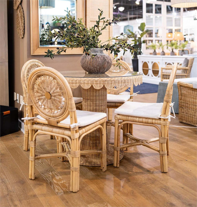 Bramble - Scalloped Round Bistro Table w/ Tempered Glass in Rattan Natural - 28641RNAT-----