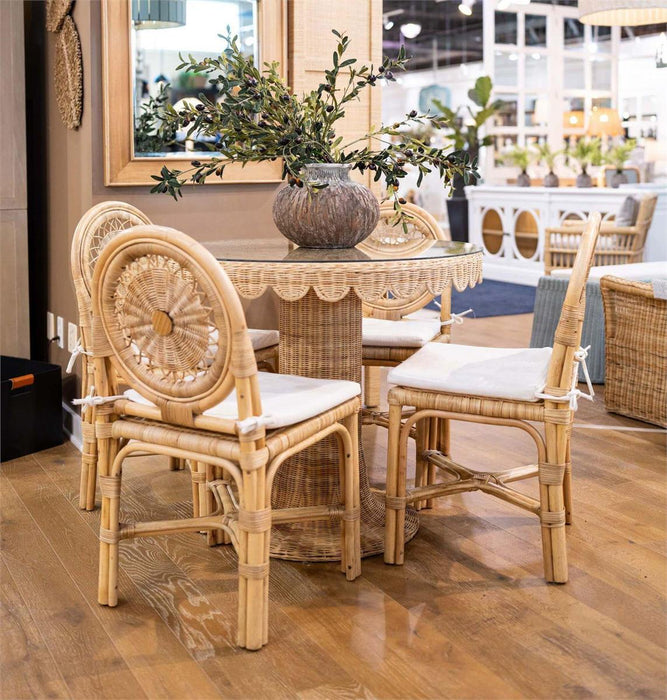 Bramble - Scalloped Round Bistro Table w/ Tempered Glass in Rattan Natural - 28641RNAT----- - GreatFurnitureDeal