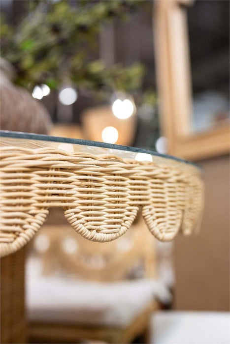 Bramble - Scalloped Round Bistro Table w/ Tempered Glass in Rattan Natural - 28641RNAT----- - GreatFurnitureDeal