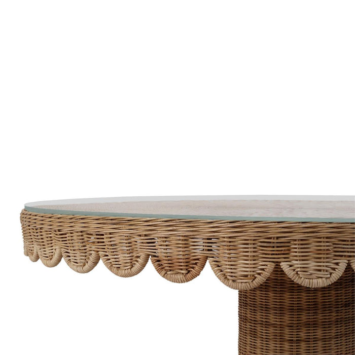 Bramble - Scalloped Round Bistro Table w/ Tempered Glass in Rattan Natural - 28641RNAT-----