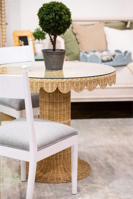 Bramble - Scalloped Round Bistro Table w/ Tempered Glass in Rattan Natural - 28641RNAT-----