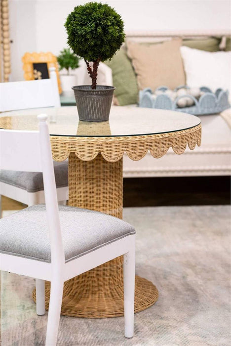 Bramble - Scalloped Round Bistro Table w/ Tempered Glass in Rattan Natural - 28641RNAT----- - GreatFurnitureDeal