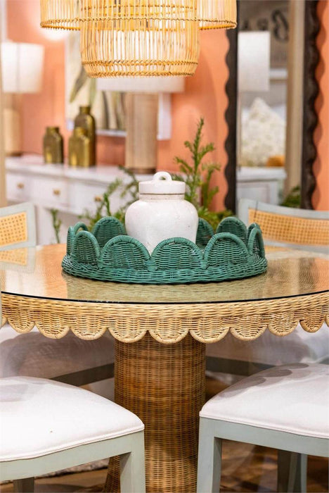 Bramble - Scalloped Round Bistro Table w/ Tempered Glass in Rattan Natural - 28641RNAT----- - GreatFurnitureDeal