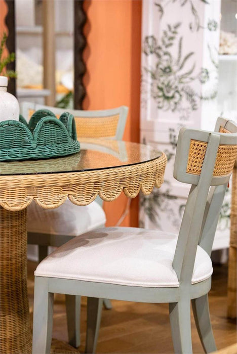 Bramble - Scalloped Round Bistro Table w/ Tempered Glass in Rattan Natural - 28641RNAT----- - GreatFurnitureDeal