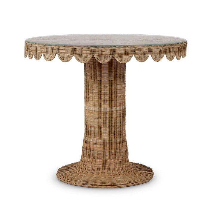 Bramble - Scalloped Round Bistro Table w/ Tempered Glass in Rattan Natural - 28641RNAT-----