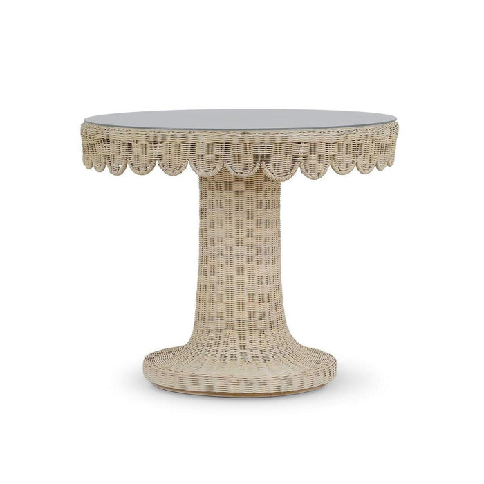 Bramble - Scalloped Round Bistro Table w/ Tempered Glass in Rattan Natural - 28641RNAT----- - GreatFurnitureDeal