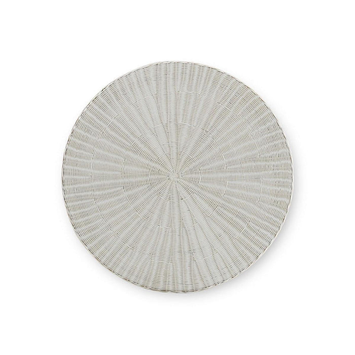 Bramble - Scalloped Round Bistro Table w/ Tempered Glass in Rattan White Wash - 28641RWWS-----