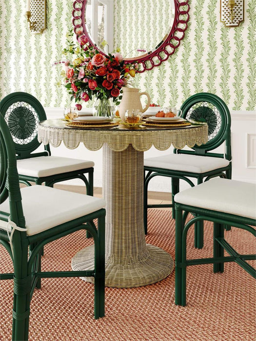Bramble - Scalloped Round Bistro Table w/ Tempered Glass in Rattan White Wash - 28641RWWS-----