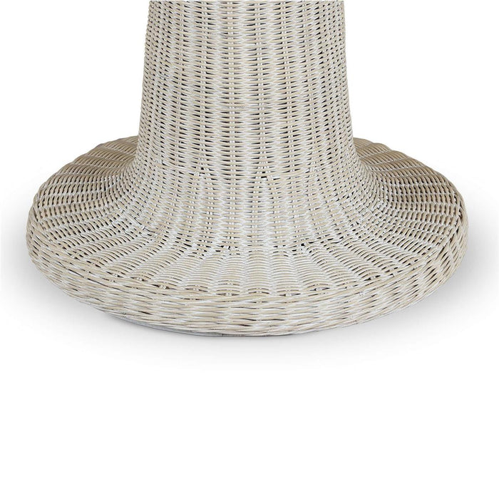 Bramble - Scalloped Round Bistro Table w/ Tempered Glass in Rattan White Wash - 28641RWWS-----
