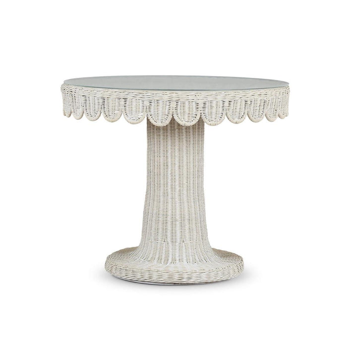 Bramble - Scalloped Round Bistro Table w/ Tempered Glass in Rattan White Wash - 28641RWWS-----