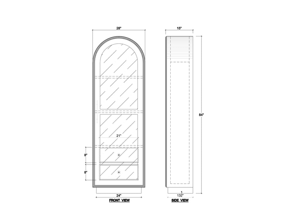 Bramble - Vannes Single Door Display Cabinet in Walnut w/ Putty Interior - 28686WLT-PUT--NDT - GreatFurnitureDeal