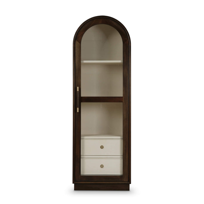 Bramble - Vannes Single Door Display Cabinet in Walnut w/ Putty Interior - 28686WLT-PUT--NDT - GreatFurnitureDeal