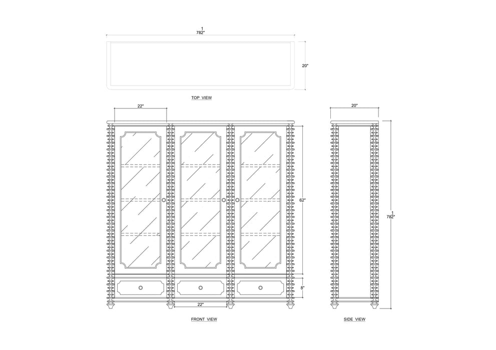 Bramble - Milano Bookcase w/ 3 Glass Doors - BR-28706 - GreatFurnitureDeal