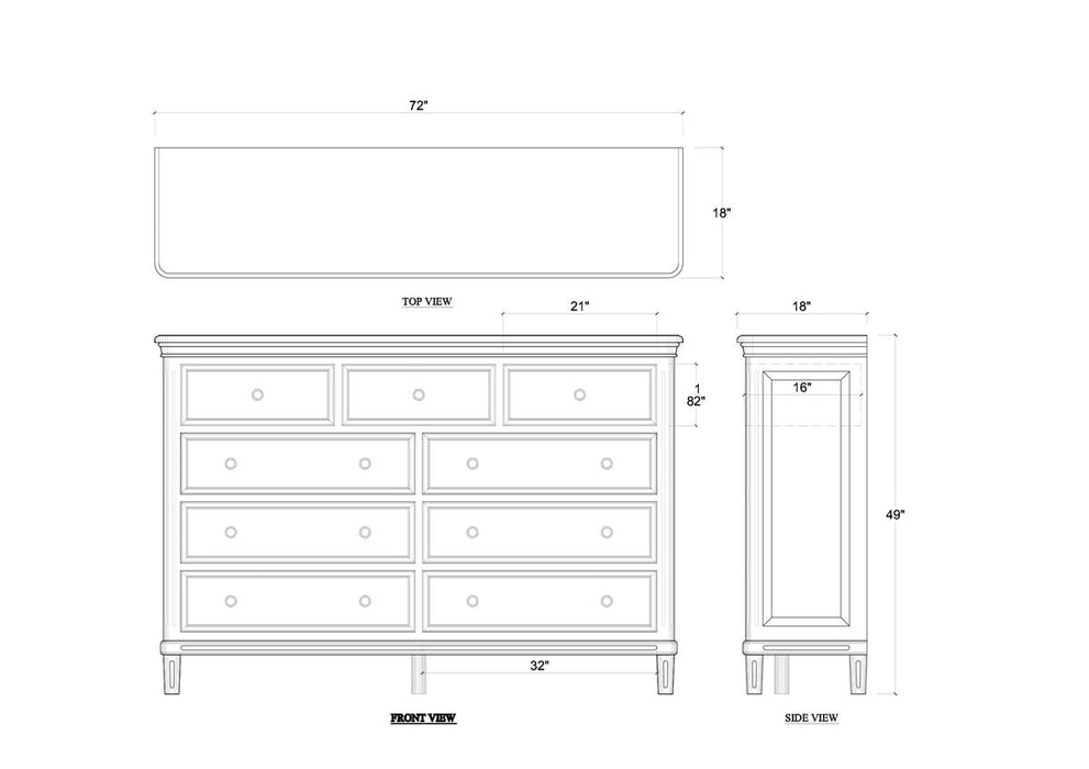 Bramble - Hayward 9 Drawer Dresser in Fruitwood - 28718FRW-----
