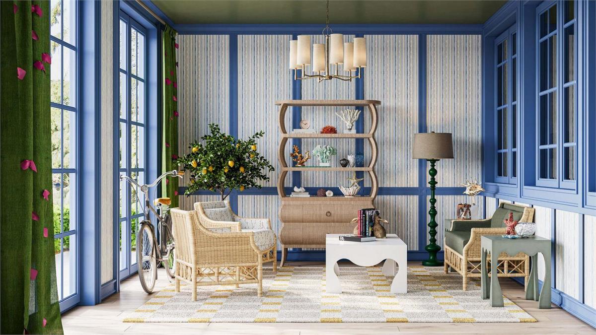 Bramble - Rabana Rattan Chair in Natural Rattan w/ Whisper Word Fabric Cushion - 28728RNATSF225---- - GreatFurnitureDeal